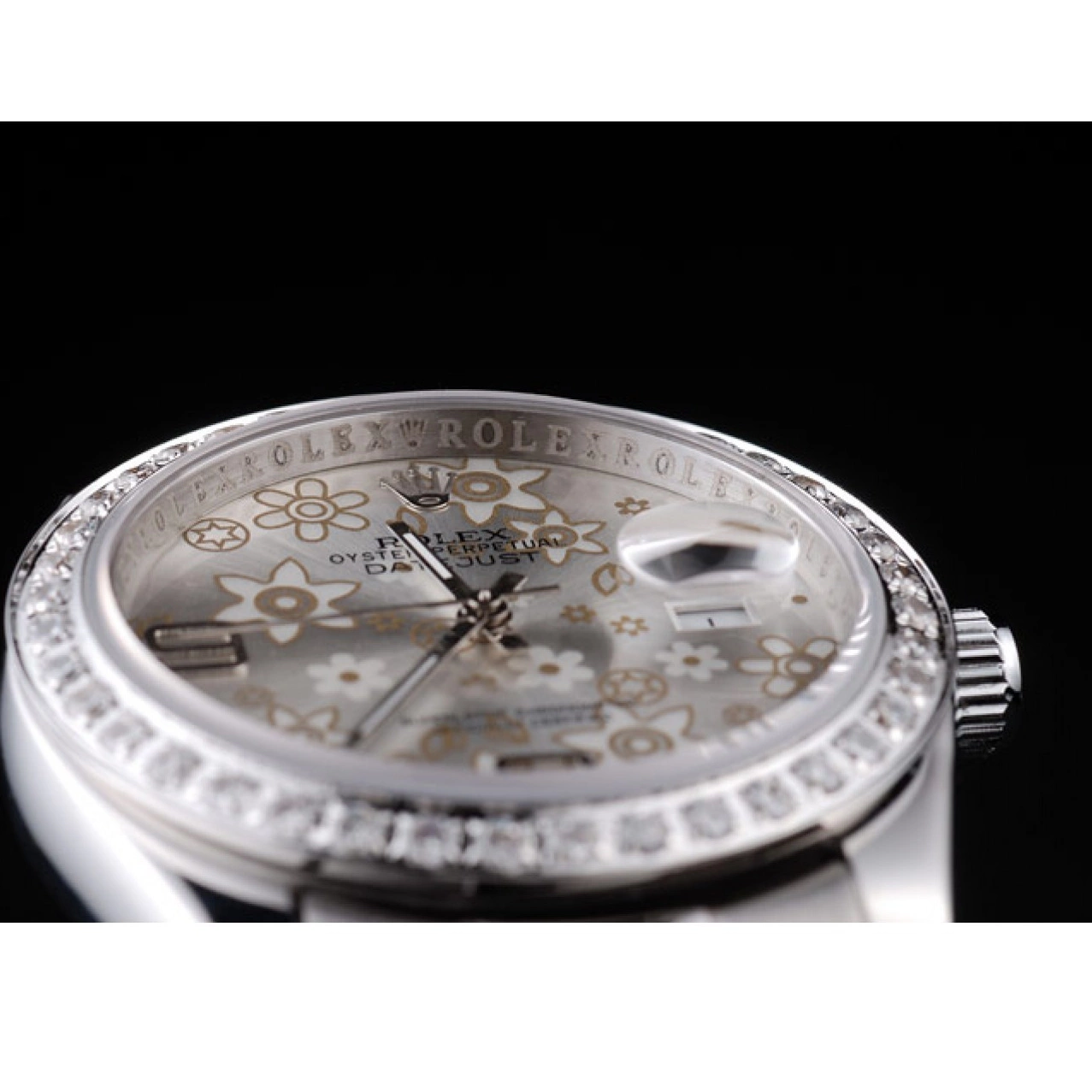 Aaa replica watch Dial Silver 98081 Diamond Flowers Plated Polished Datejust Rolex Steel Stainless 0724